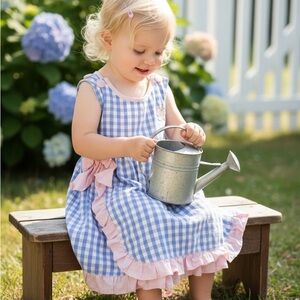 Gingham Dress with Ruffle and Button Accents 3T